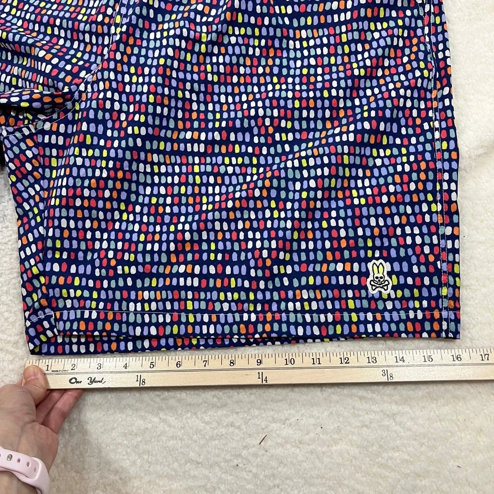Psycho Bunny Swim Trunks Mens 3XL Blue Multi Dot B9W180D1NS Board Shorts Logo